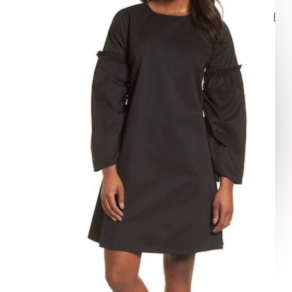 Halogen Flare Black Long Puff Sleeve Dress